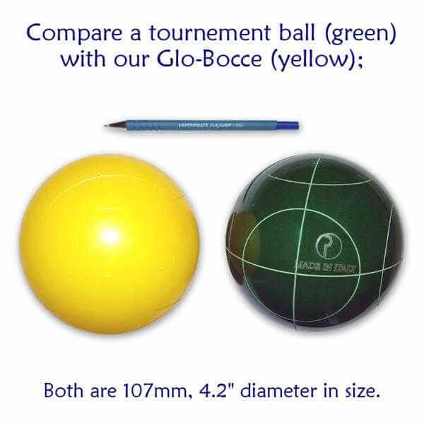 Playaboule Patented 4 Color Lighted Bocce Set DLX Glow (LED) 107mm V4 Plugs - Playaboule